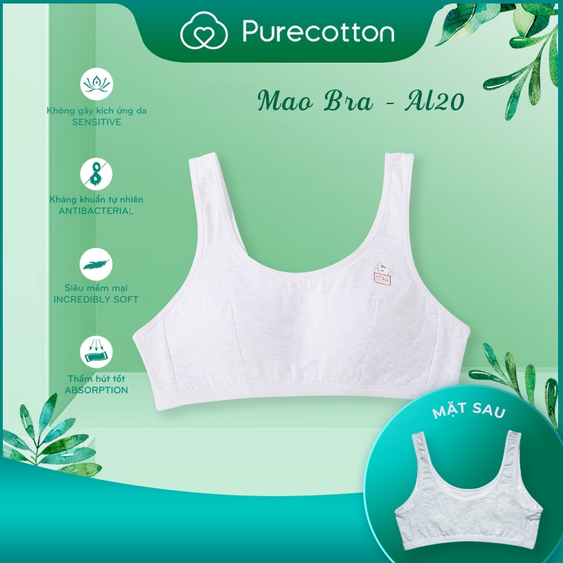 Áo lá học sinh Pure Cotton - Áo lót bé gái mới lớn kiểu dáng chui đầu không đệm ( từ 6-10 tuổi) 2