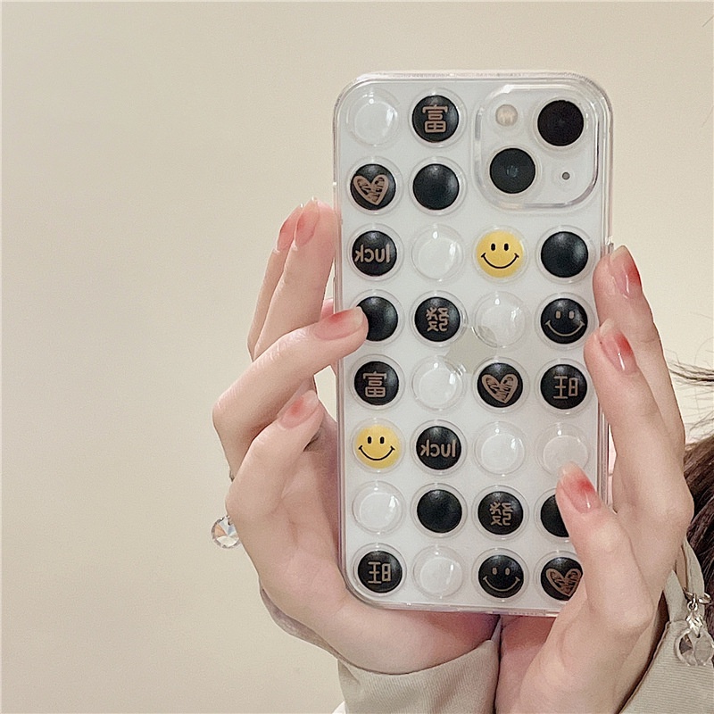 Ốp lưng iphone Ốp Điện Thoại Trong Suốt Hình Mặt Cười/Chữ Cho iphone13Promax 6/6splus/7/7plus/8/8plus/x/xr/xs/11/12/13/pro/max/plus/promax Dinuo case