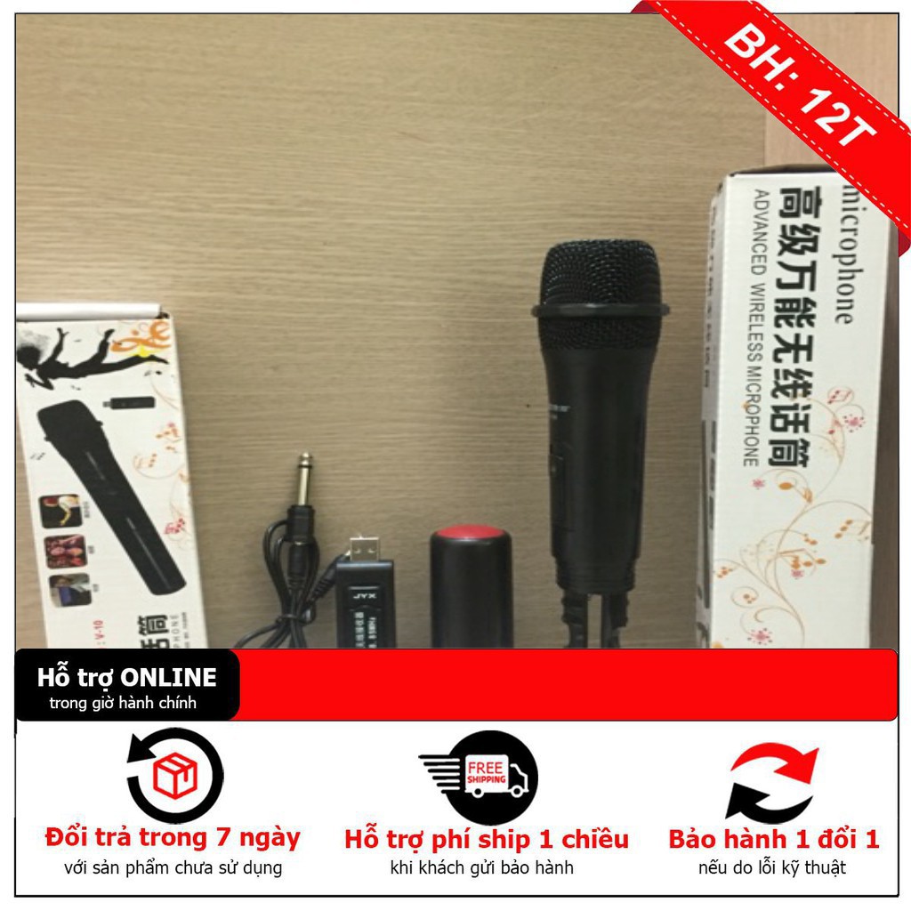 [ HÀNG CHẤT LƯỢNG] MIC KHÔNG DÂY V10 cho loa kéo Tặng Pin- micro không dây tương thích các dòng có mic cổng 6.5 - Giá tố