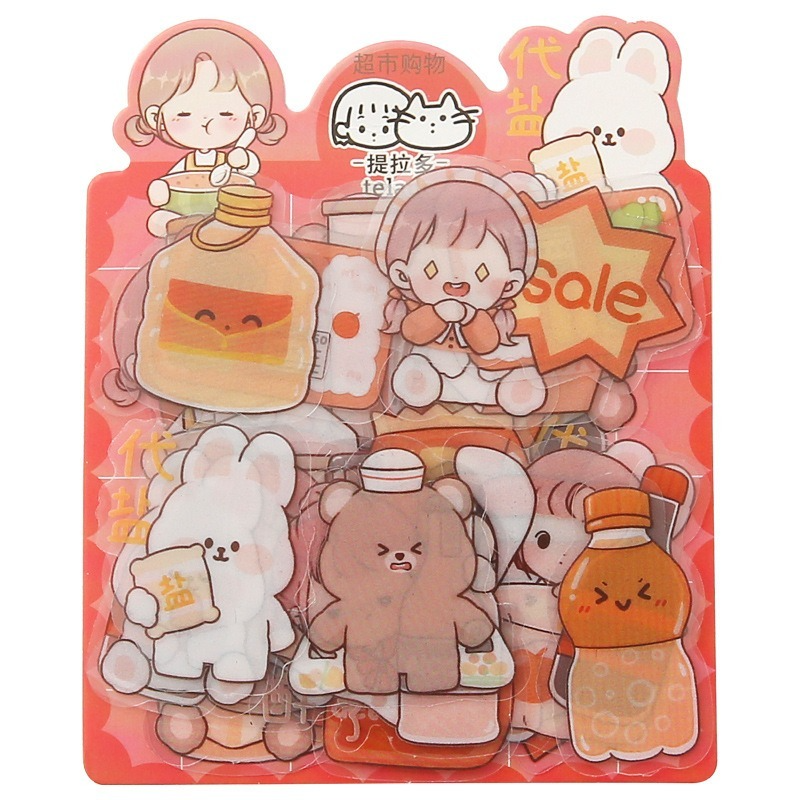 Set 40 miếng dán PET hình hoạt hình trang trí nhật ký dễ thương