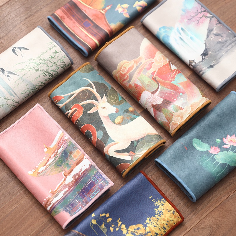 Khăn Da Lộn Lót Bàn Trà Thấm Hút Tốt Phong Cách Trung Hoa