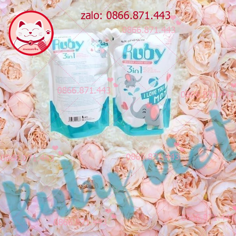 ⚡𝐅𝐑𝐄𝐄𝐒𝐇𝐈𝐏⚡ Nước giặt xả hữu cơ Ruby 3in1 túi 1,8 Lít - QA
