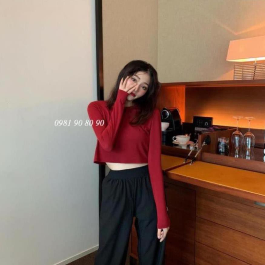 Áo croptop nữ dài tay phom rộng chất zip