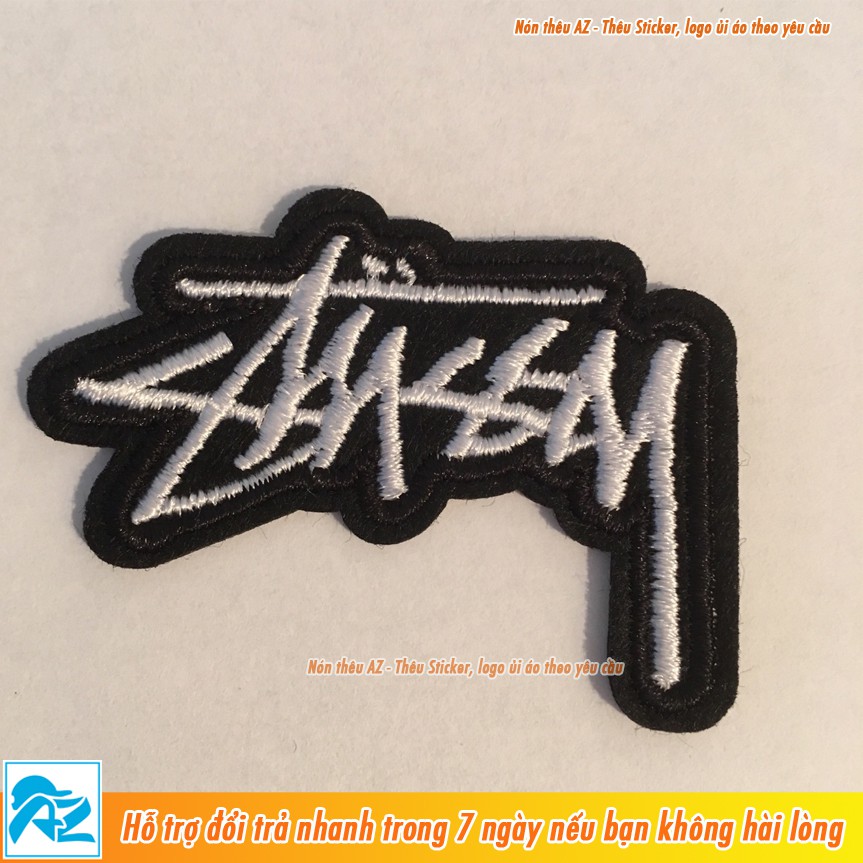 Sticker ủi thêu logo hình Stussy 5x3,6cm - Patch ủi quần áo thun balo S86