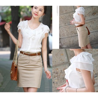 Áo sơ mi big size tay ngắn 2 tầng cổ bèo size lớn 65-75kg