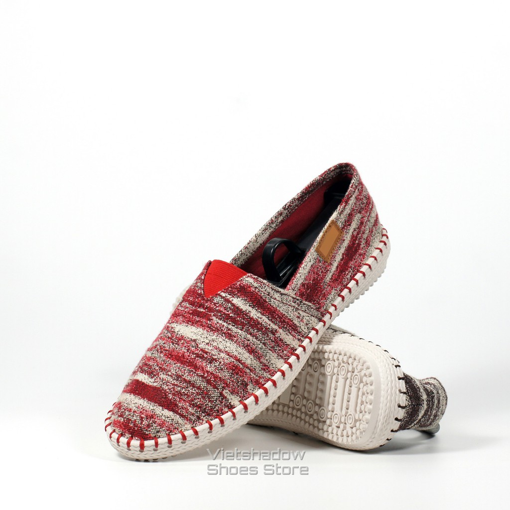Slip on nam | Giày lười vải đế khâu, họa tiết vân mây đỏ - Mã SP: ZR-v.đ | BigBuy360 - bigbuy360.vn