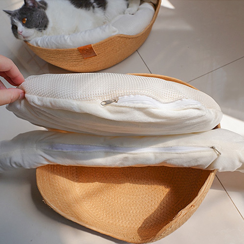 Giường Ngủ Cho Thú Cưng Hình Tròn Bằng Vải Lông Mềm Mại