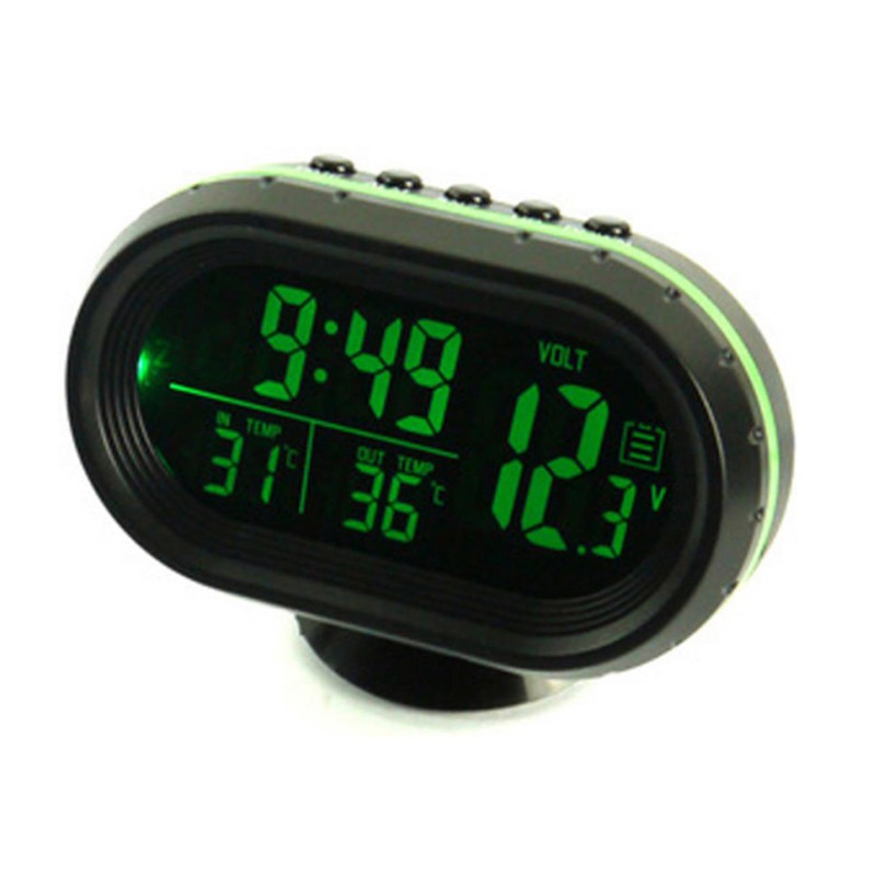 xinp✨Digital Car LCD Clock Voltmeter Thermometer Battery Voltage Temprerature Monitor DC 12V-24V Freeze Alert