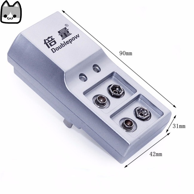 Doublepow 2 Slots 9V Battery Charger Full Automatic Stop Charging Charger for Rechargeable Batteries