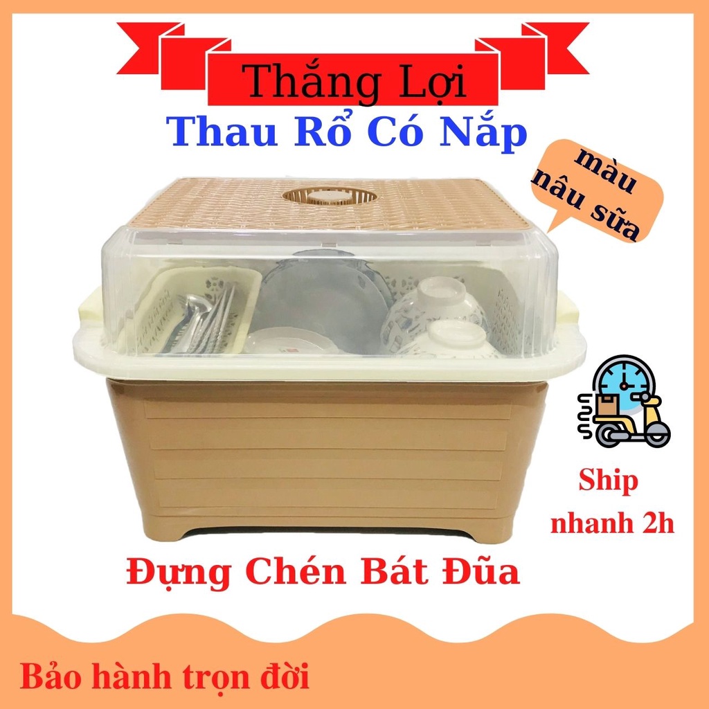 Thau Rổ Úp Chén Bát Dĩa, Úp Bình Sữa Cho Bé Có Nắp Nhựa Thắng Lợi 40x29.5x27.5cm