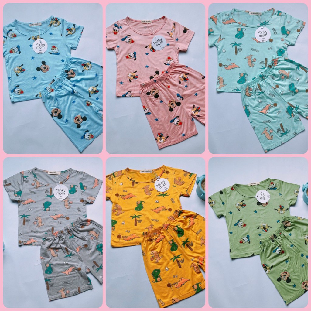 [HCM] Bộ quần áo trẻ em 5-17kg, vải Cotton Minky mom thun lạnh siêu mát, thun Việt Nam (NamyShop39)