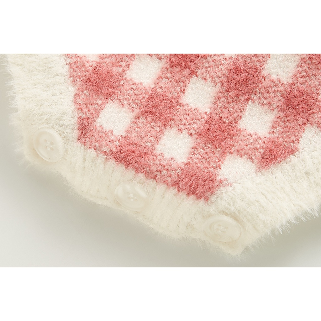 Áo liền quần/Áo cardigan kẻ sọc caro xinh xắn cho bé gái