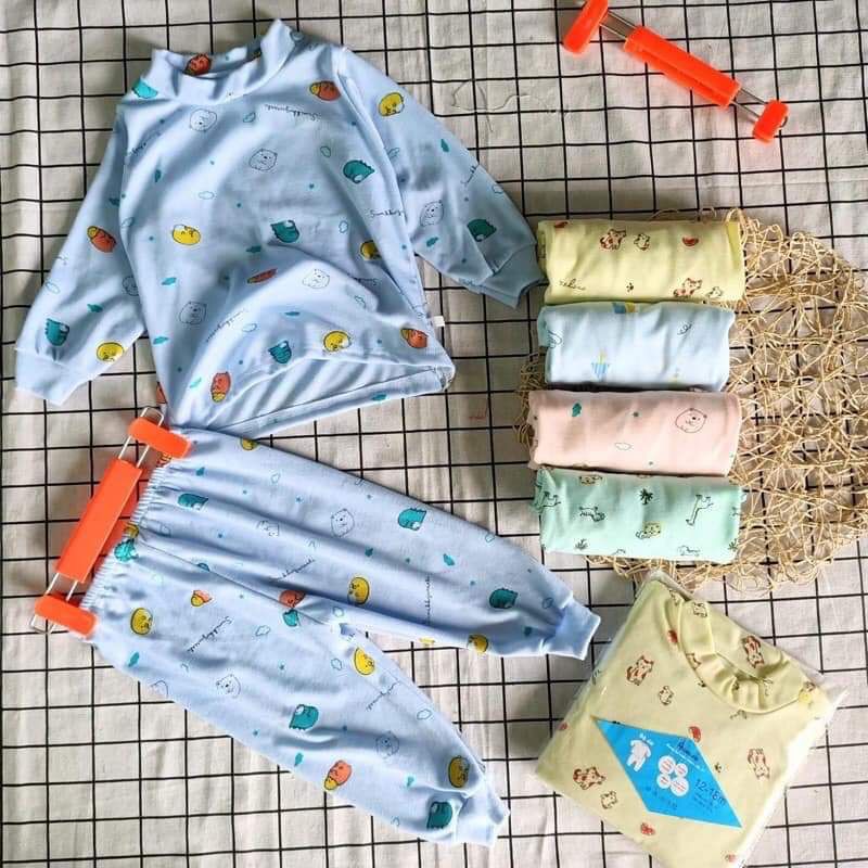 Bộ cotton nỉ in hình dài tay cho bé