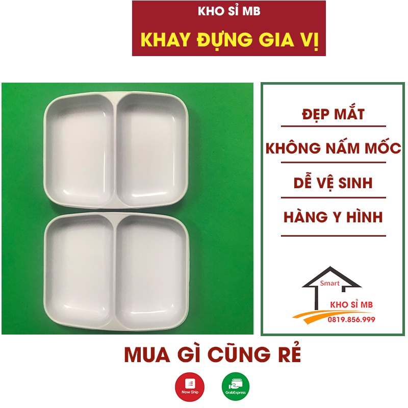 Đĩa đựng gia vị 2 ngăn, khay đựng nước chấm đựng đồ ăn dặm cho bé nhựa việt nhật cao cấp - KHO SỈ MB