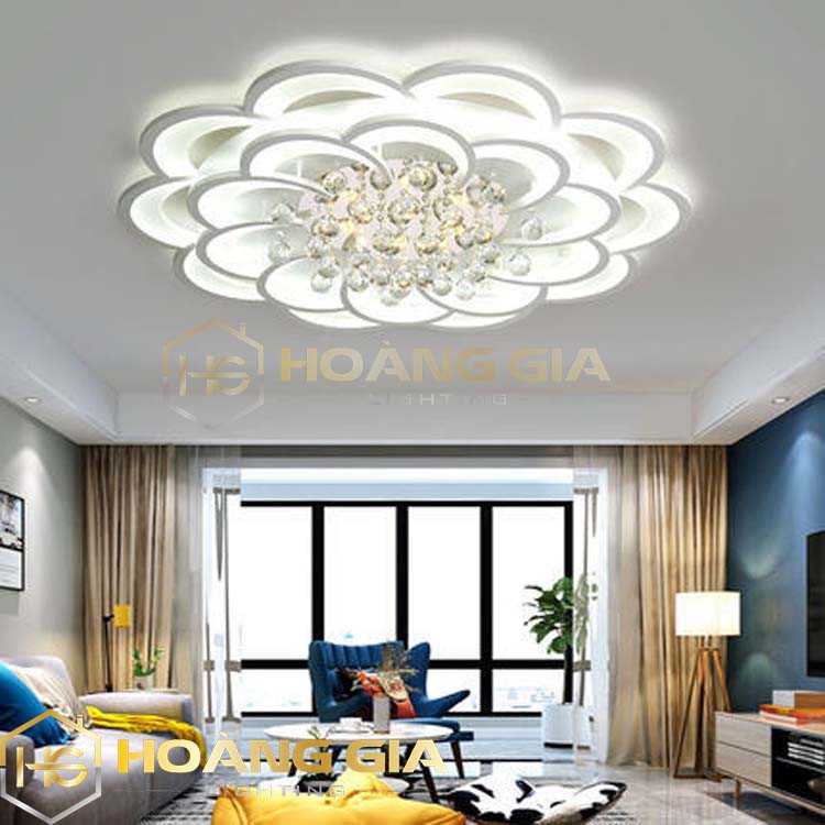 Đèn Ốp Trần - Đèn LED Ốp Trần hình hoa pha lê 20 cánh K37 3 chế độ ánh sáng - Có điều khiển Từ Xa  - Bảo hành uy tín