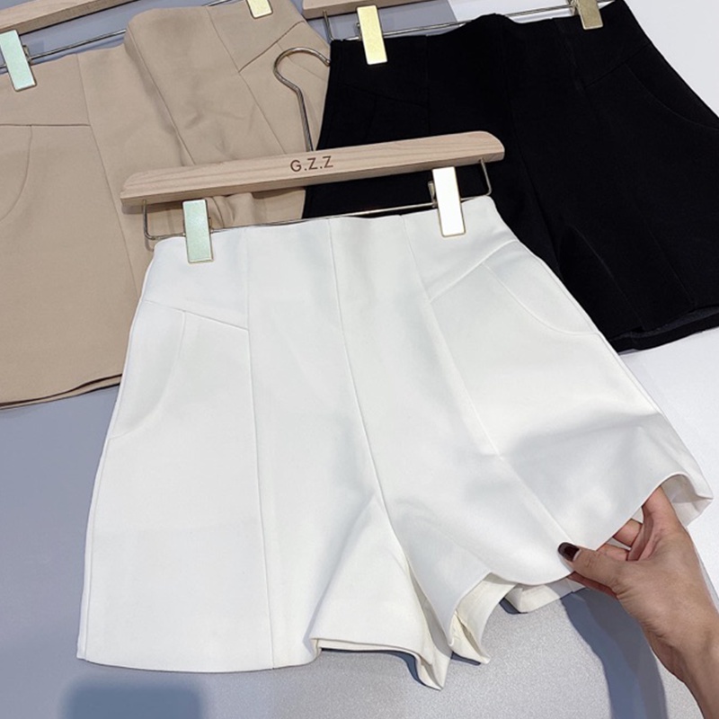 Quần short nữ lưng cao LINOBA, Quần Short Nữ ống rộng cạp cao trắng mặc thoáng mát QS04