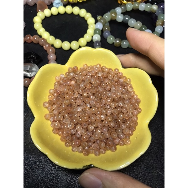 Hạt đá thanh tẩy Sunstone 3-4mm làm HandMade ,DIY