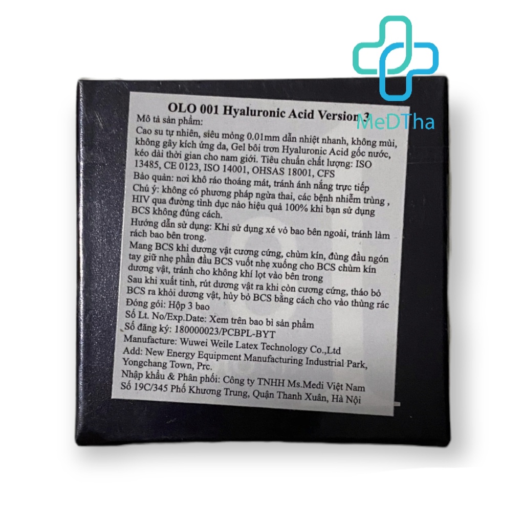 Bao Cao Su OLO 001 - BCS Olo, Feeling ultrathin, Siêu Mỏng, Trơn, Mùi Vani (Hộp 3/10 chiếc) [Chính Hãng]