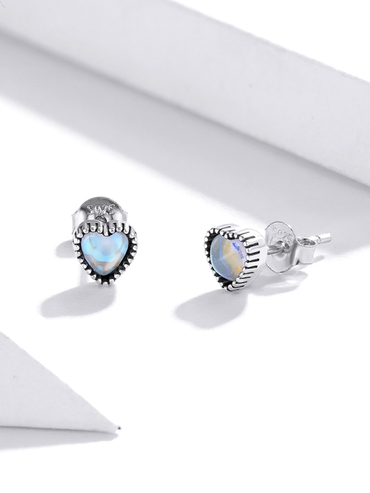 Khuyên Tai Bamoer SCE929 Bằng Bạc Sterling 925 Cao Cấp Hình Trái Tim Cho Nữ