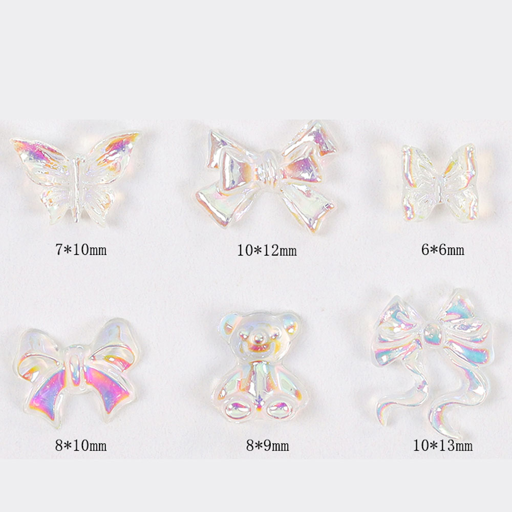 [Hàng mới về] Bộ 48 phụ kiện trang trí móng tay nghệ thuật hình nơ đính đá 3D xinh xắn
