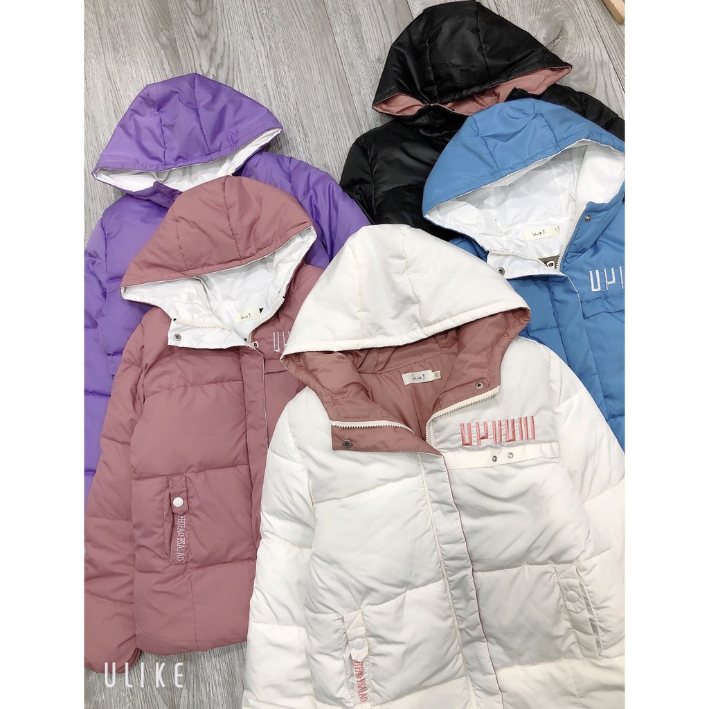 Áo Khoác Phao Nữ 3 Lớp Mũ Túi Cúc Thêu Chữ Nổi | BigBuy360 - bigbuy360.vn