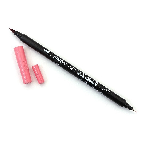 Bút lông đầu cọ viết calligraphy Marvy Le Plume II Double-Sided Watercolor Marker - Màu hồng đất (Victorian Rose - 80)