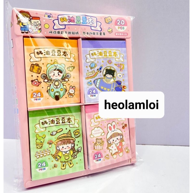 Cuốn sổ sticker lớn 24 trang rất dễ thương cỡ 10 cm, có clip, mã MQ-867