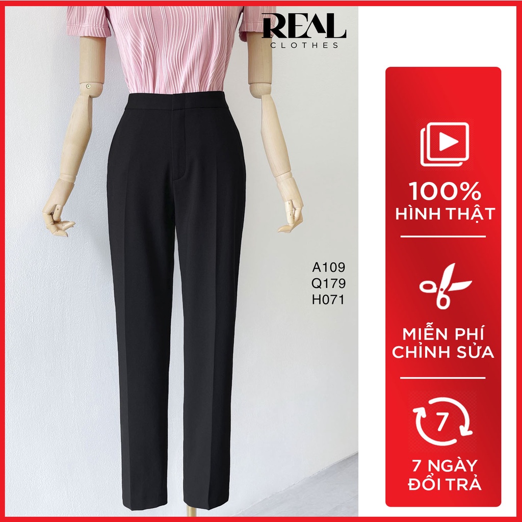 Quần lưng thun đen mới_REAL