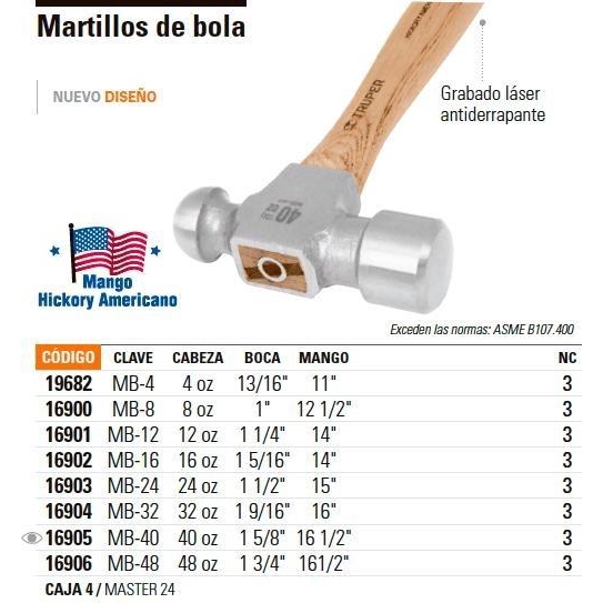 450g Búa đầu tròn Truper 16902 (MB-16)