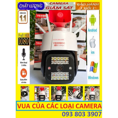 Camera ngoài trời yoosee 5.0 CÓ CÒI Ptz 4 râu 20led 5.0Mpx siêu nét, góc rộng, đàm thoại 2 chiều, có màu ban đêm 2022