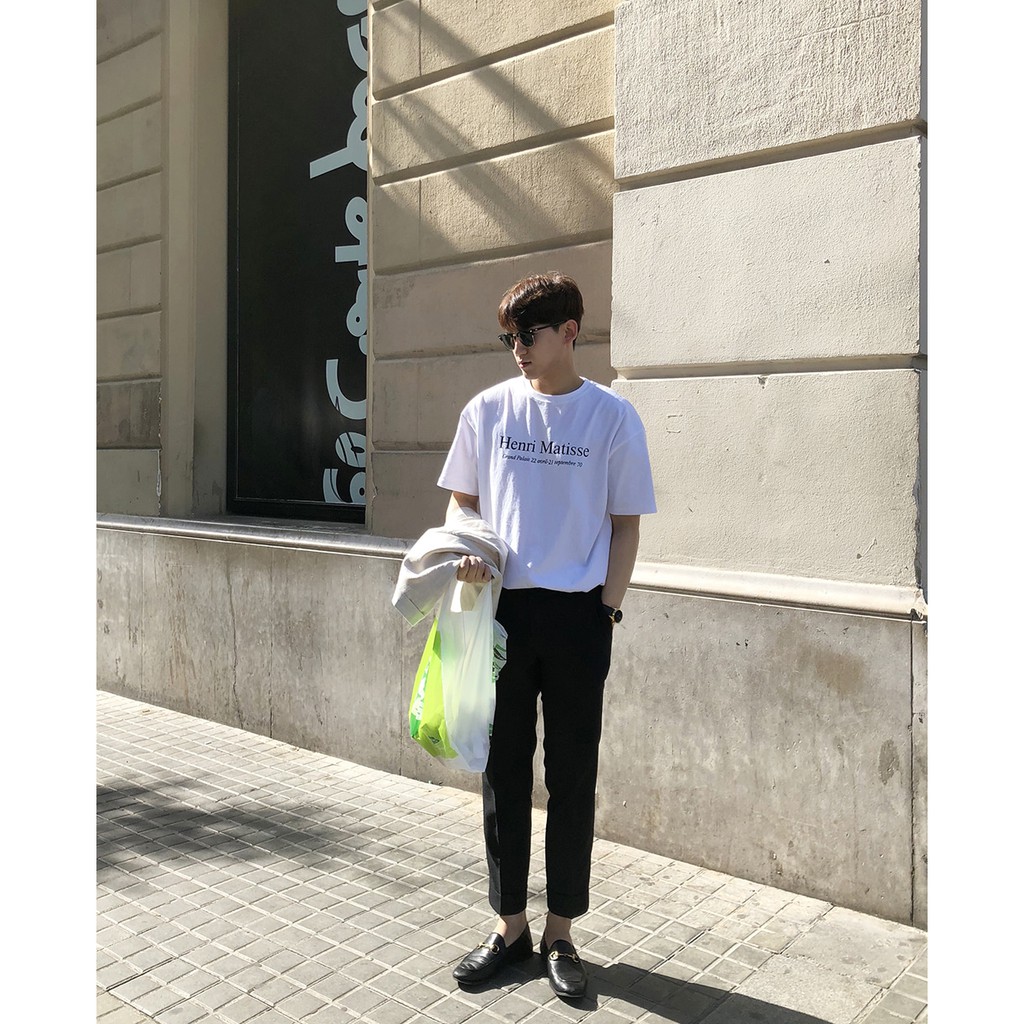 (Kèm clip) RYAN - Áo thun nam HENRI trắng ngắn tay vải cotton cổ bo tròn thương hiệu RYAN form rộng phong cách Hàn Quốc | BigBuy360 - bigbuy360.vn