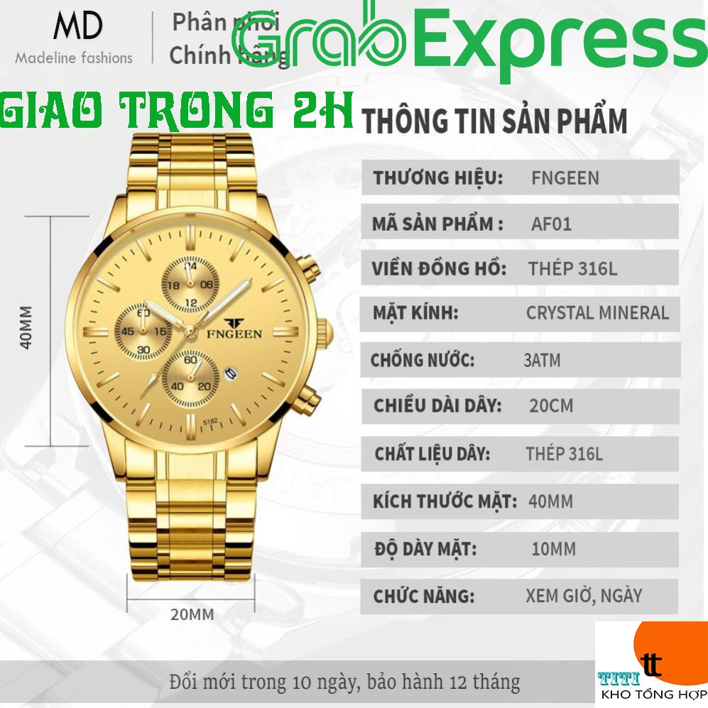 Đồng hồ nam chính hãng FNGEEN tuyệt đẹp, giảm giá sốc, kiểu dáng thời trang lịch lãm (MÃ: FN01)