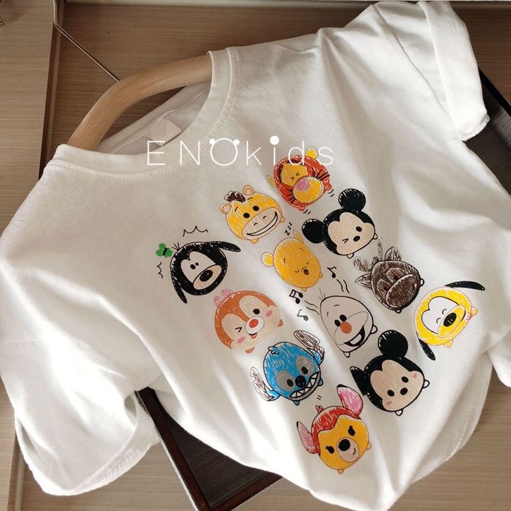 Áo Thun Cotton Sáp Mềm Ngắn Tay Dáng Rộng In Hình Hoạt Hình Kiểu Nhật Hàn Thời Trang Mùa Hè 22 Cho Bé Trai / Gái