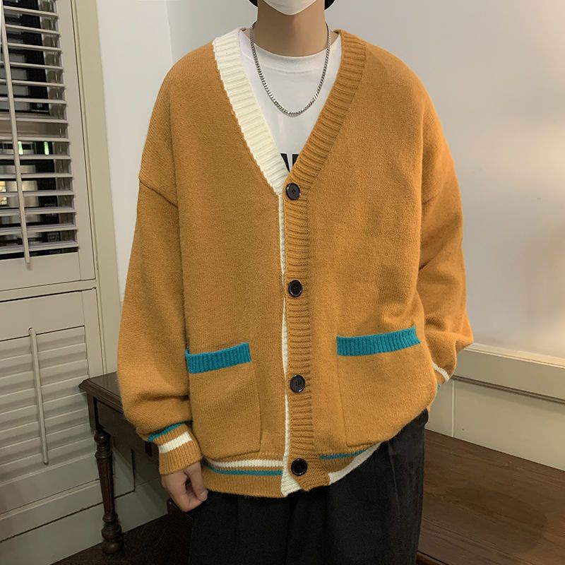 Áo Khoác Cardigan Dệt Kim Cổ Chữ V Dáng Rộng Thời Trang Thu Đông 2022 Cho Nam