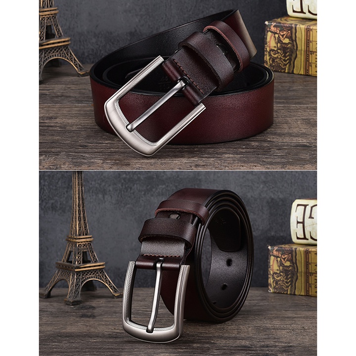 Thắt lưng nam da bò 2 lớp khoá hợp kim không gỉ phong cách cổ điển - TL2203
