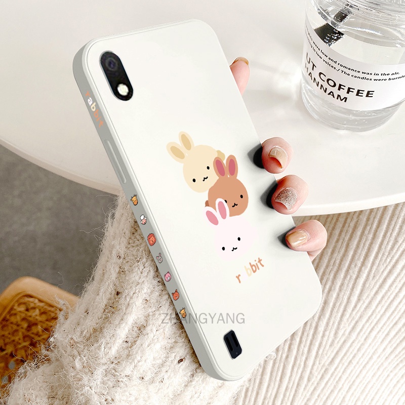 ốp lưng Samsung a10 Ốp Điện Thoại TPU Silicone Hình Ba Chú Thỏ Đáng Yêu Kèm Dây Đeo Cho Samsung a10