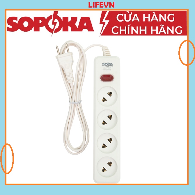Ổ CẮM ĐIỆN LIỀN DÂY 4L2 CHỊU TẢI 2200W Ổ ĐIỆN SOPOKA Ổ ĐIỆN 4 Ổ CẮM | SOPOKA