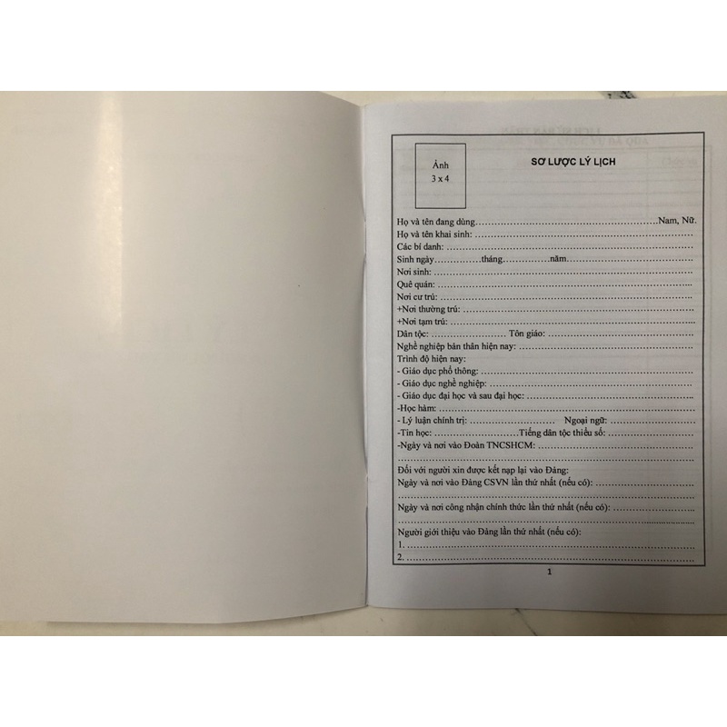 LÝ LỊCH NGƯỜI XIN VÀO ĐẢNG-combo 5 cuốn