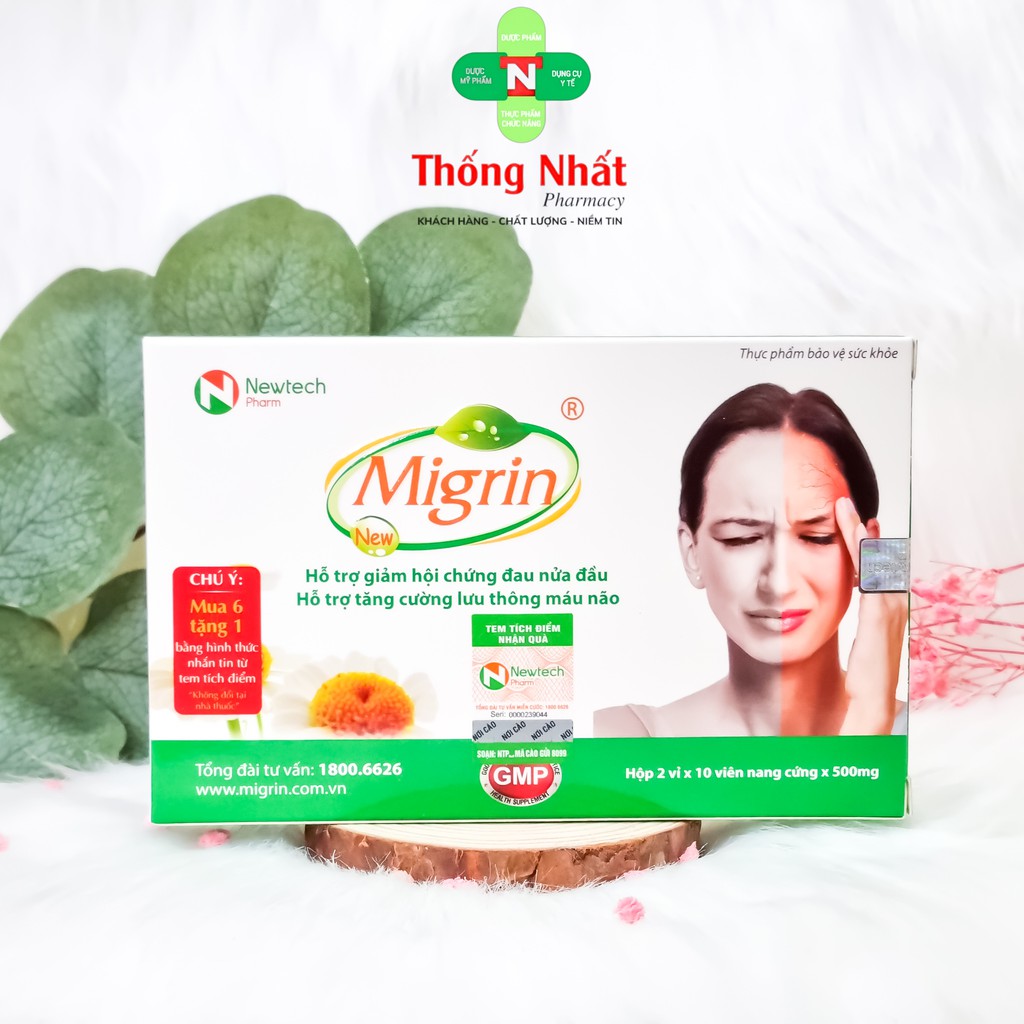 Viên uống hỗ trợ hoạt huyết giảm đau nửa đầu CVI Pharma Migrin Plus hộp 20 viên