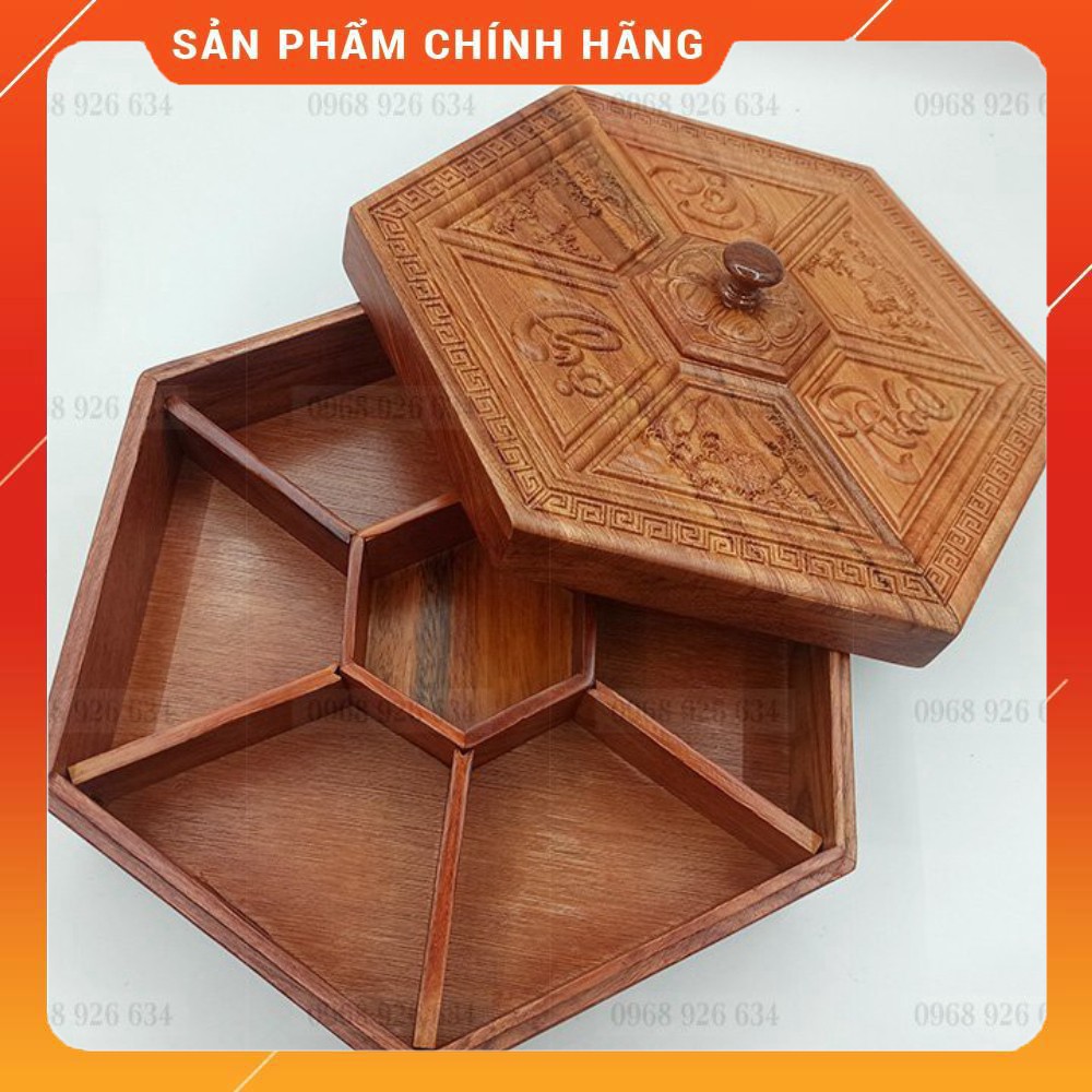 Khay đựng bánh kẹo ngày TếtFREESHIPHộp đựng bánh kẹo Tết bằng gỗ hương Phúc, Lộc, Thọ cao cấp