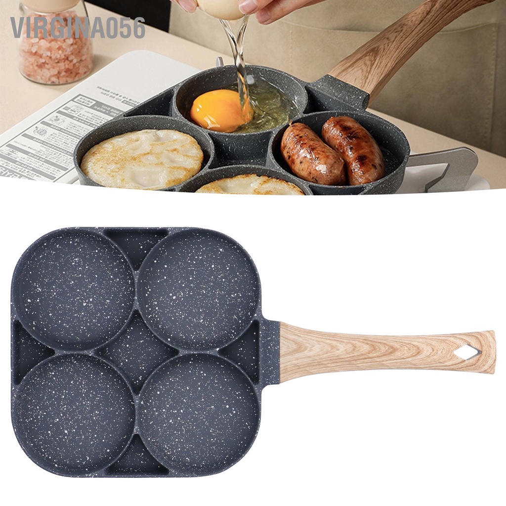 Virgina056 Chảo chiên 4 lỗ 18cm chống dính Pancake cho bữa sáng nấu trứng bếp từ