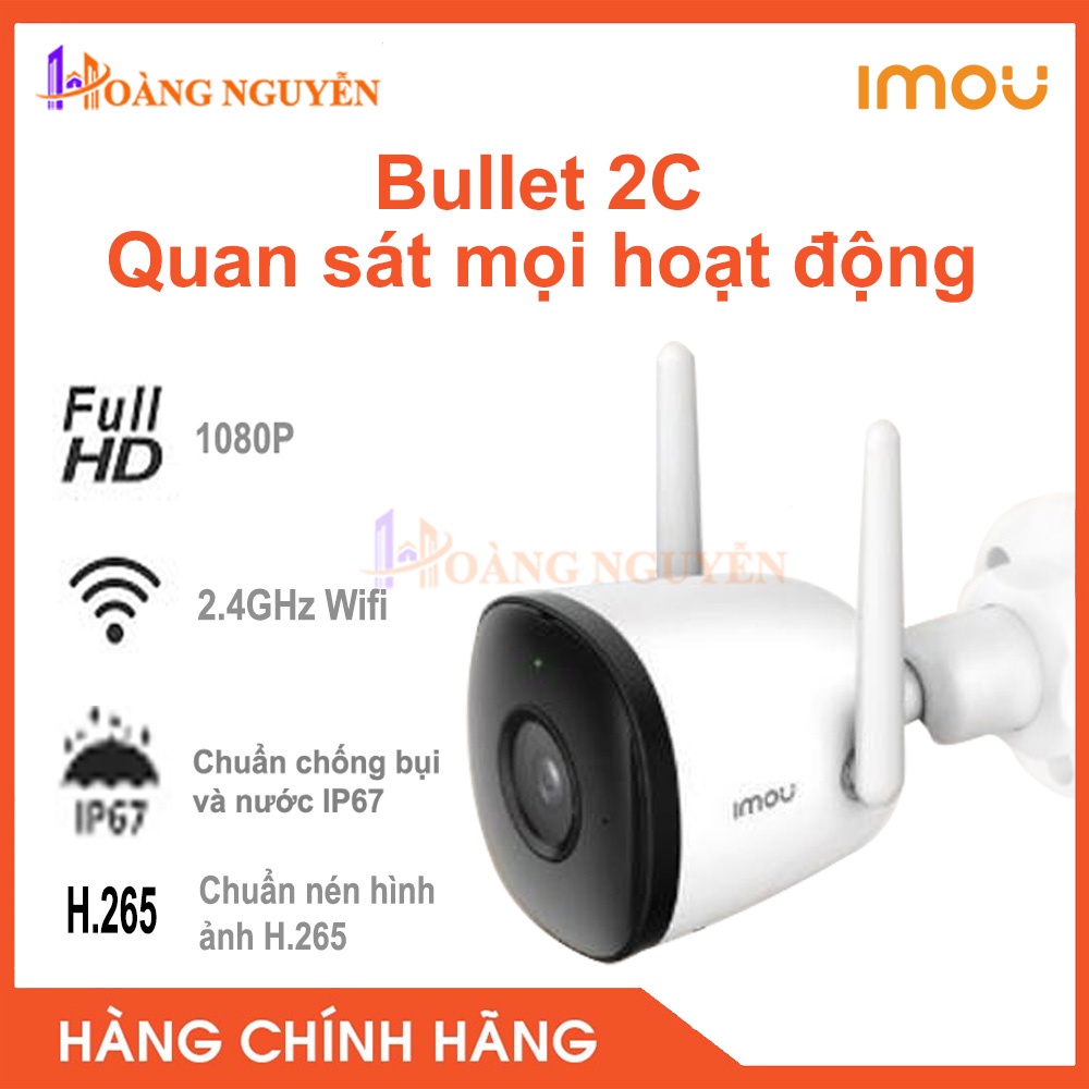 [NHÀ PHÂN PHỐI] Camera IP 2M WiFi Ngoài Trời IMOU F22P Bullet 2C 1080P FullHD  Còi Hú, MÀU BAN ĐÊM Dahua Việt Nam