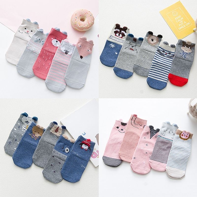 5 Pair Baby Boys Girls Infant Winter Cotton Cartoon Socks Warm Anti Slip Floor Socks Leg Warmer