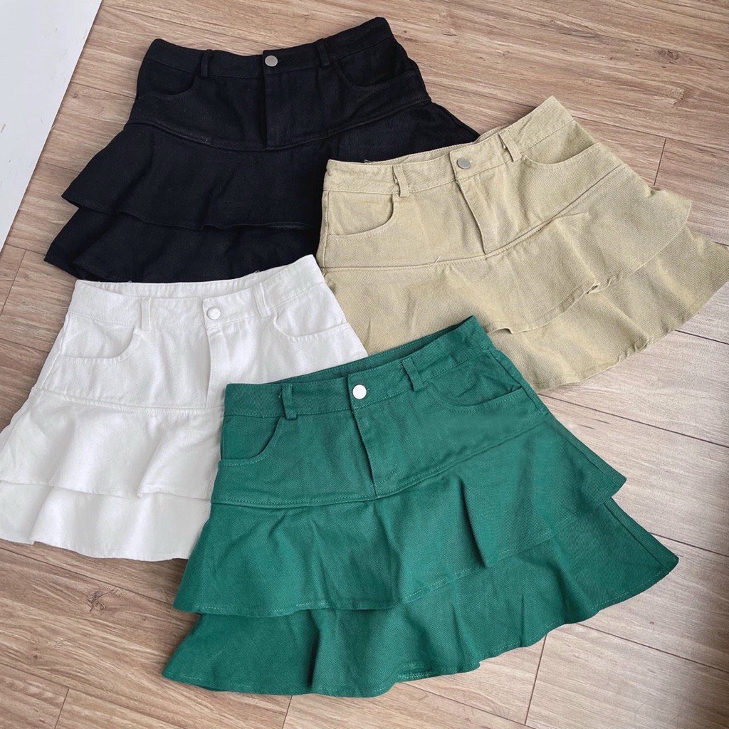 Chân Váy Kaki Tầng Dán Xòe Bigsize Quỳnh Anh Từ 50kg Đến 100kg (M/L/XL/XXL)