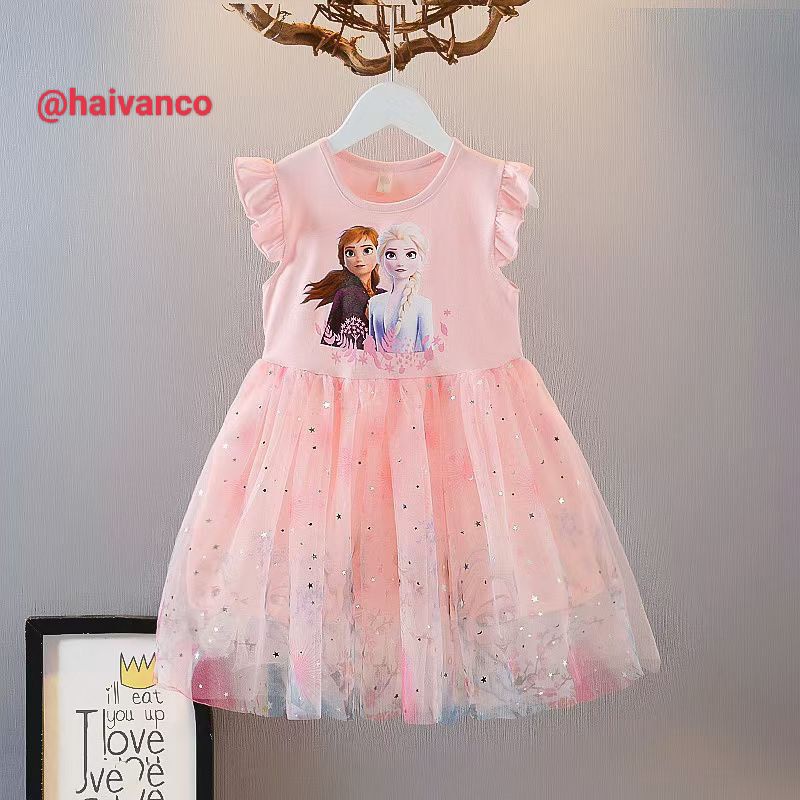 Đầm váy voan công chúa xòe rộng dễ thương  mềm mại và thoáng mát haivanco cho bé từ 12 đến 35 kg màu đẹp đi học đi chơi