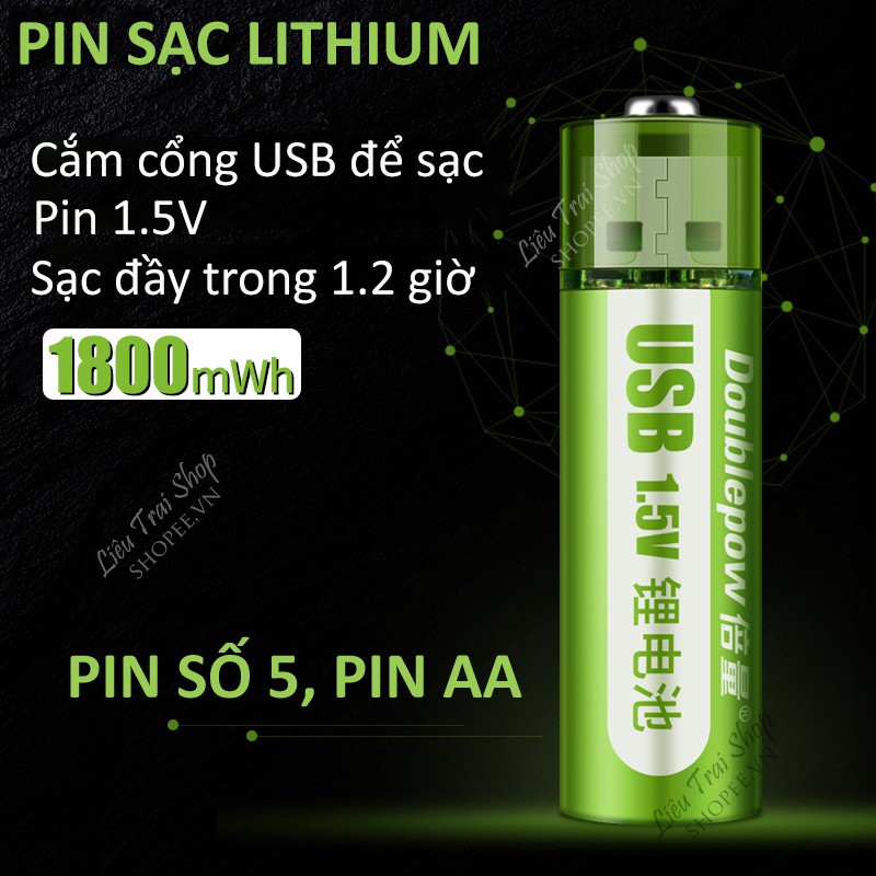 Pin sạc aa 1.5vLithium cổng USB pin tiểu số 5 pin AA sạc