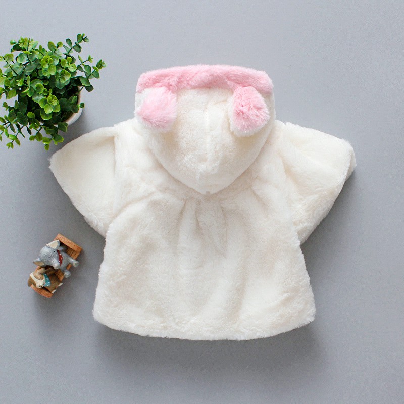 Áo choàng len có mũ trùm đầu đính quả bông thời trang đáng yêu cho bé gái từ 6 tháng đến 2 tuổi