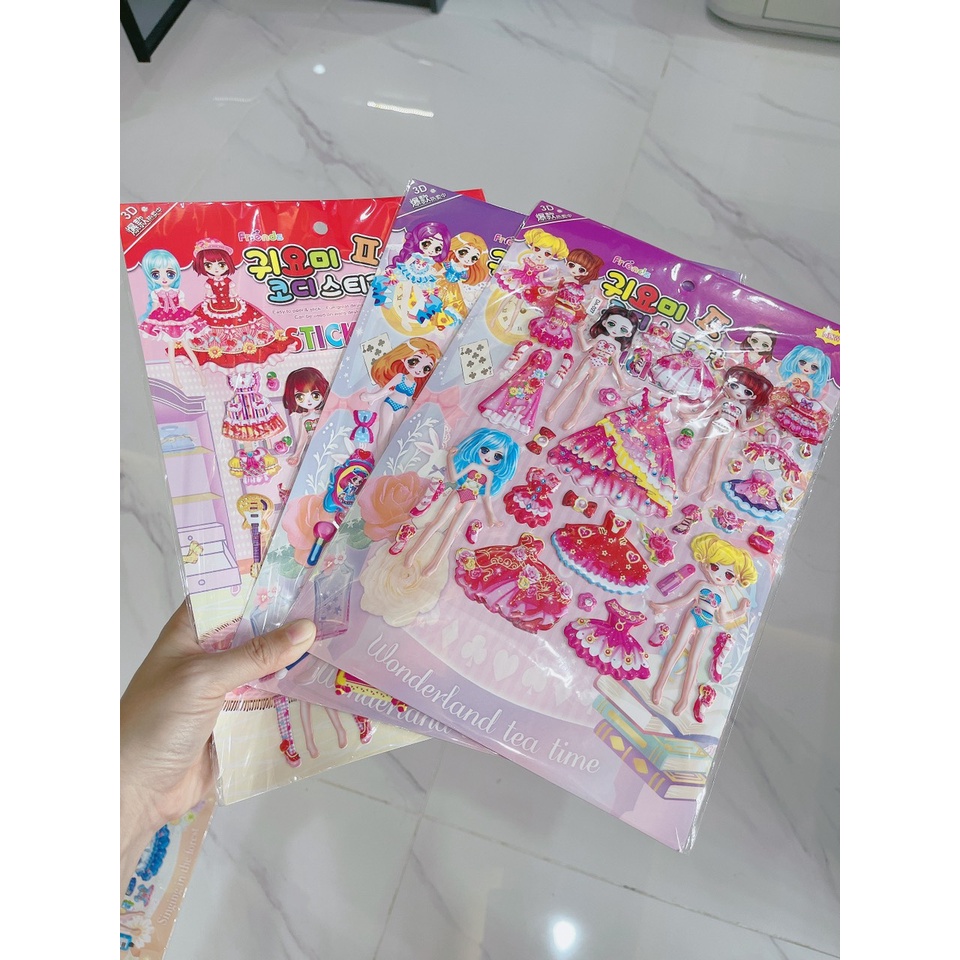 Hình dán đồ chơi Sticker công chúa nổi 3D siêu xinh cho bé