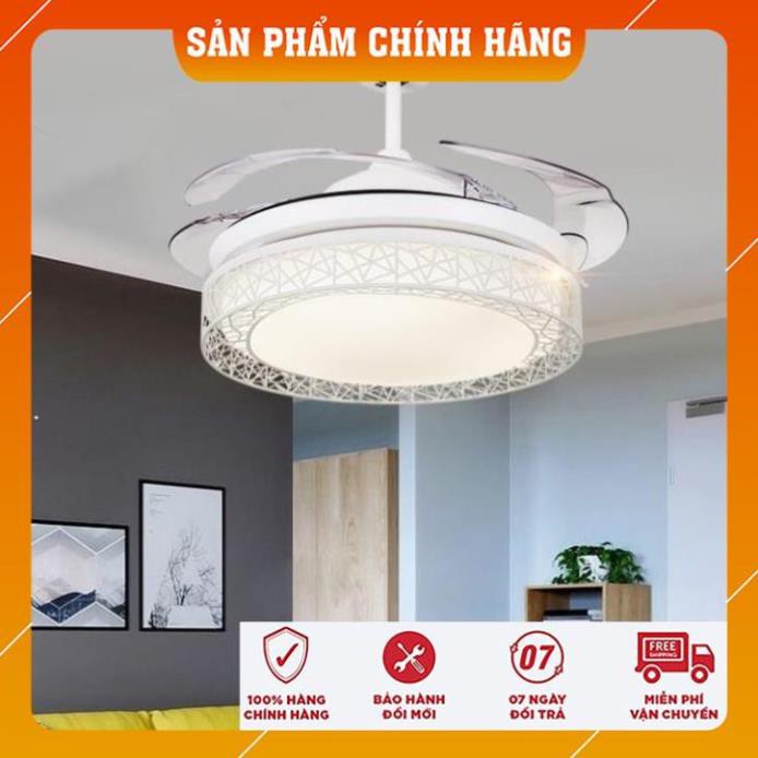 Th?t [Hàng cao cấp] Quạt trần đèn dấu cánh, quạt trần phòng khách A8701-cánh cụp cánh xòe có 3 chế độ sáng-điều khiển từ