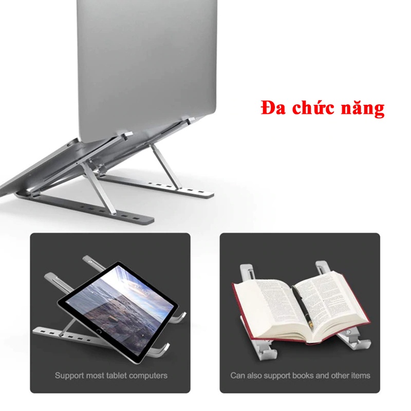 Giá Đỡ Laptop, Máy tính bảng tản nhiệt cao cấp, phụ kiện có chất liệu hợp kim nhôm bền, gấp gọn tiện lợi